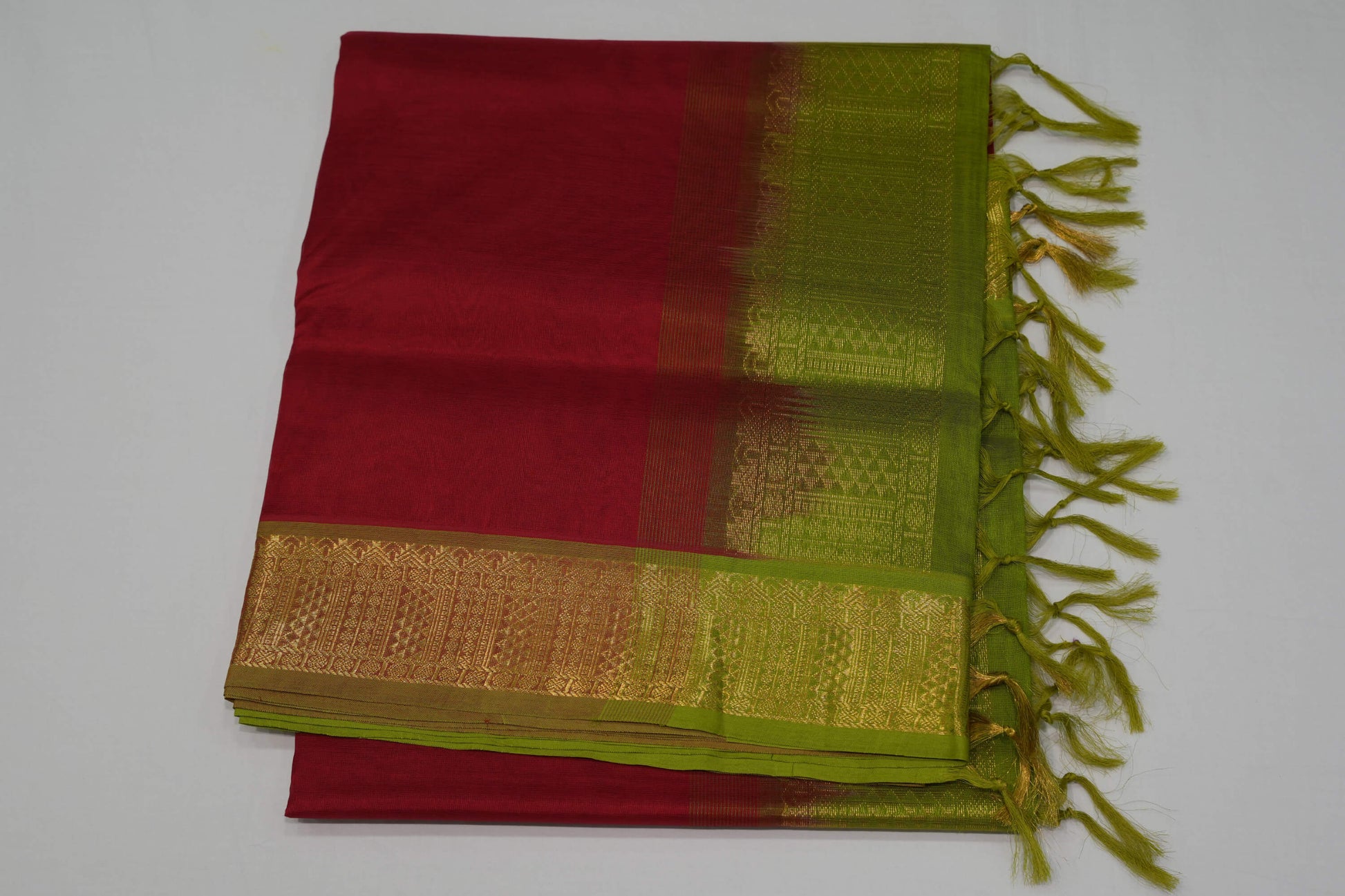 Red silk cotton saree