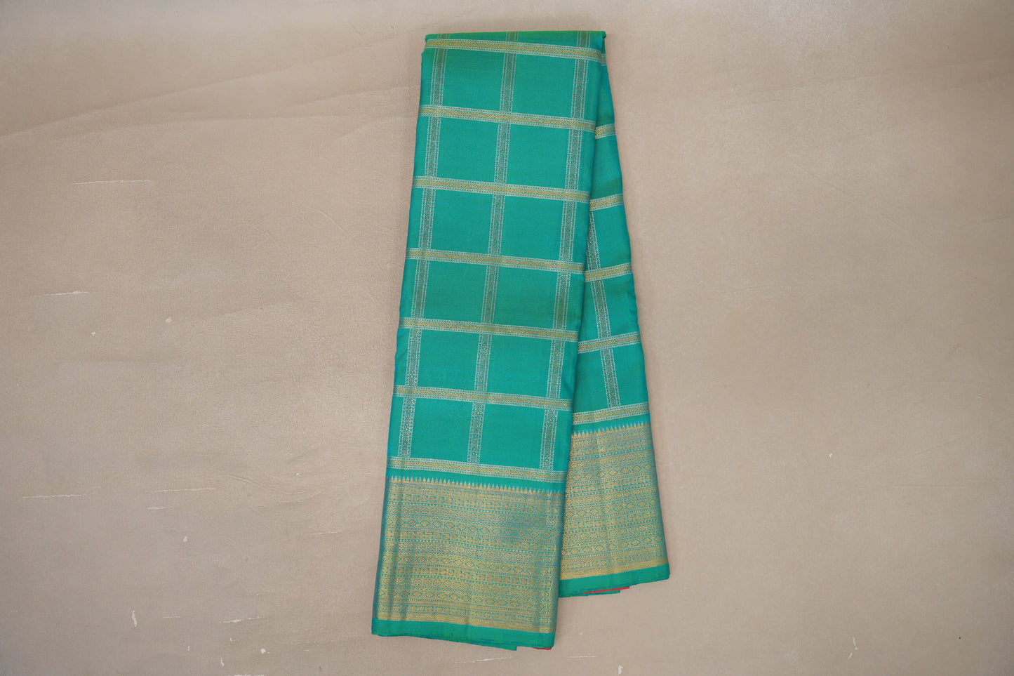 Online Dual Tone Aqua Blue & Parrot Green Vintage Kanjivaram Silk Saree