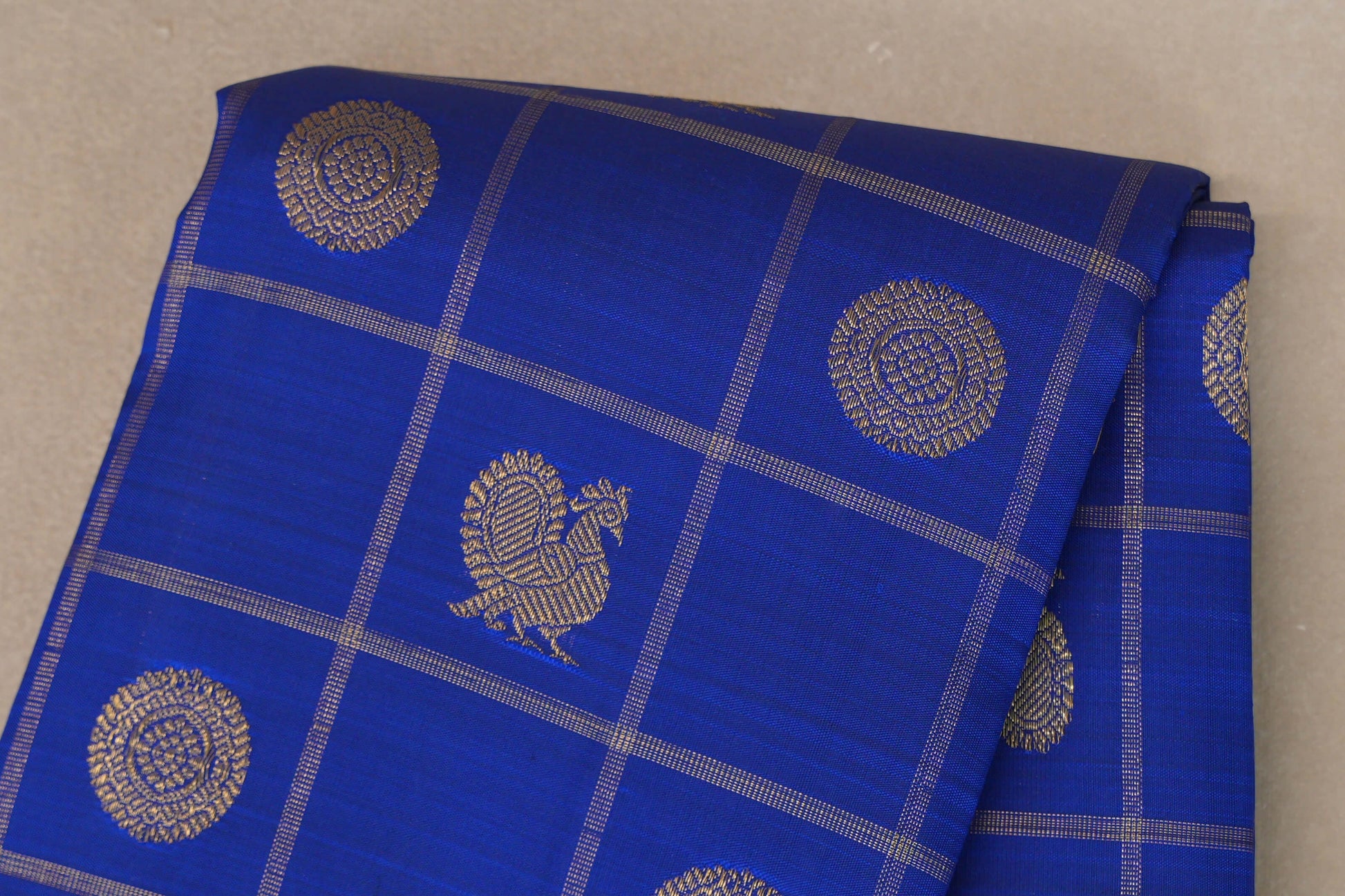 Classic Blue Vintage Heirloom Kanjivaram Silk Saree body