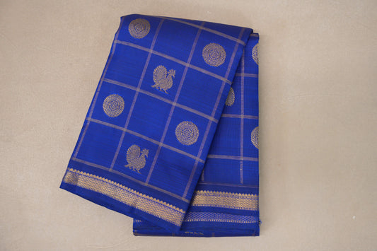 Classic Blue Vintage Heirloom Kanjivaram Silk Saree