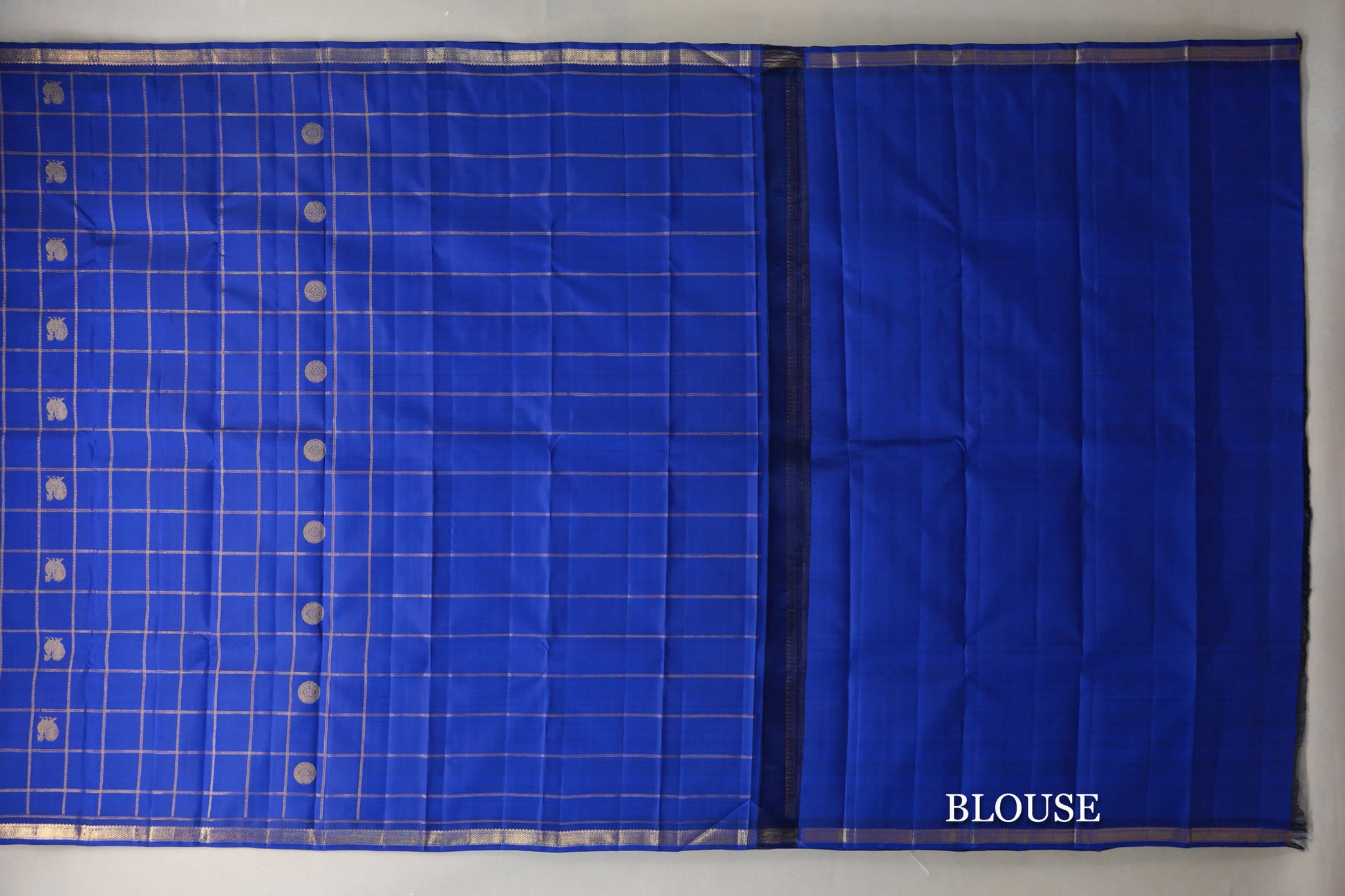 Classic Blue Vintage Heirloom Kanjivaram Silk Saree blouse