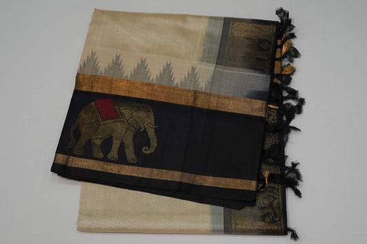 Off white silk cotton saree