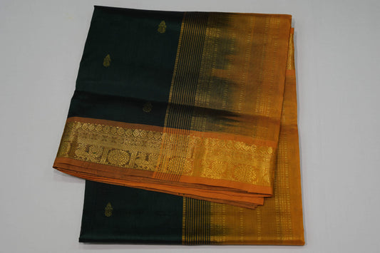 Bottle green silk cotton saree