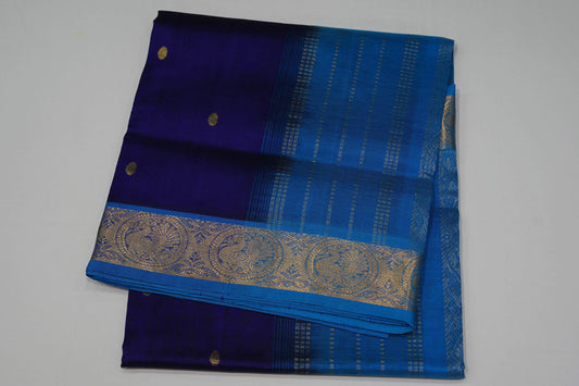 Dark blue silk cotton saree