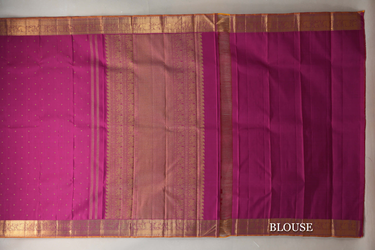 Rani Pink Vintage Heirloom Kanjivaram Silk Saree blouse