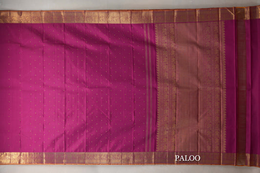 Rani Pink Vintage Heirloom Kanjivaram Silk Saree paloo