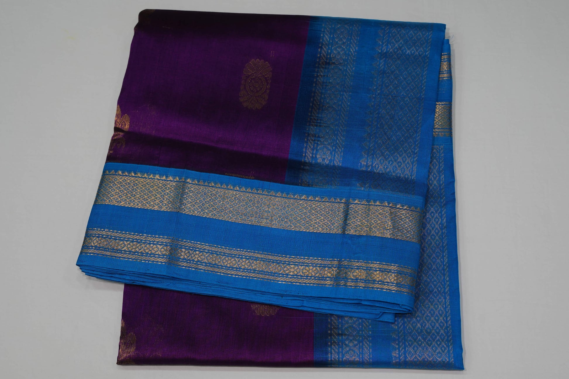 Purple silk cotton saree