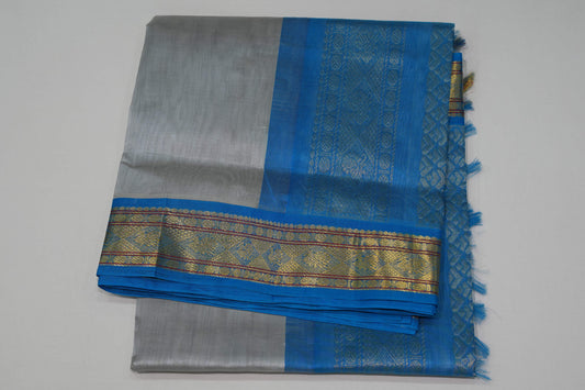 Grey silk cotton saree