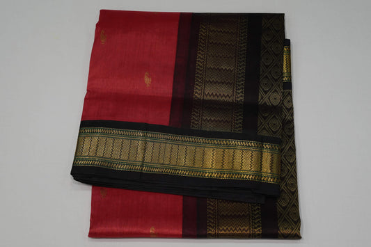 Brick red silk cotton saree