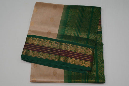 Cream silk cotton saree