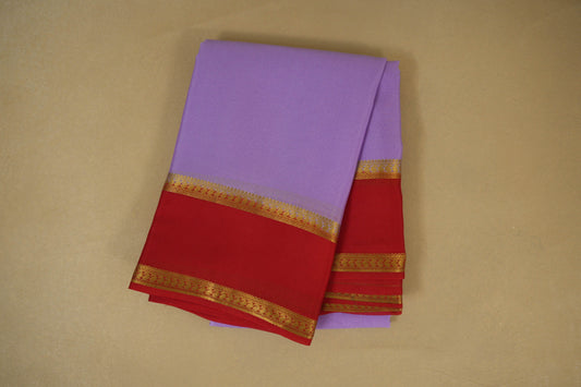 Light Lavender with Red Borders Mysore Silk Saree