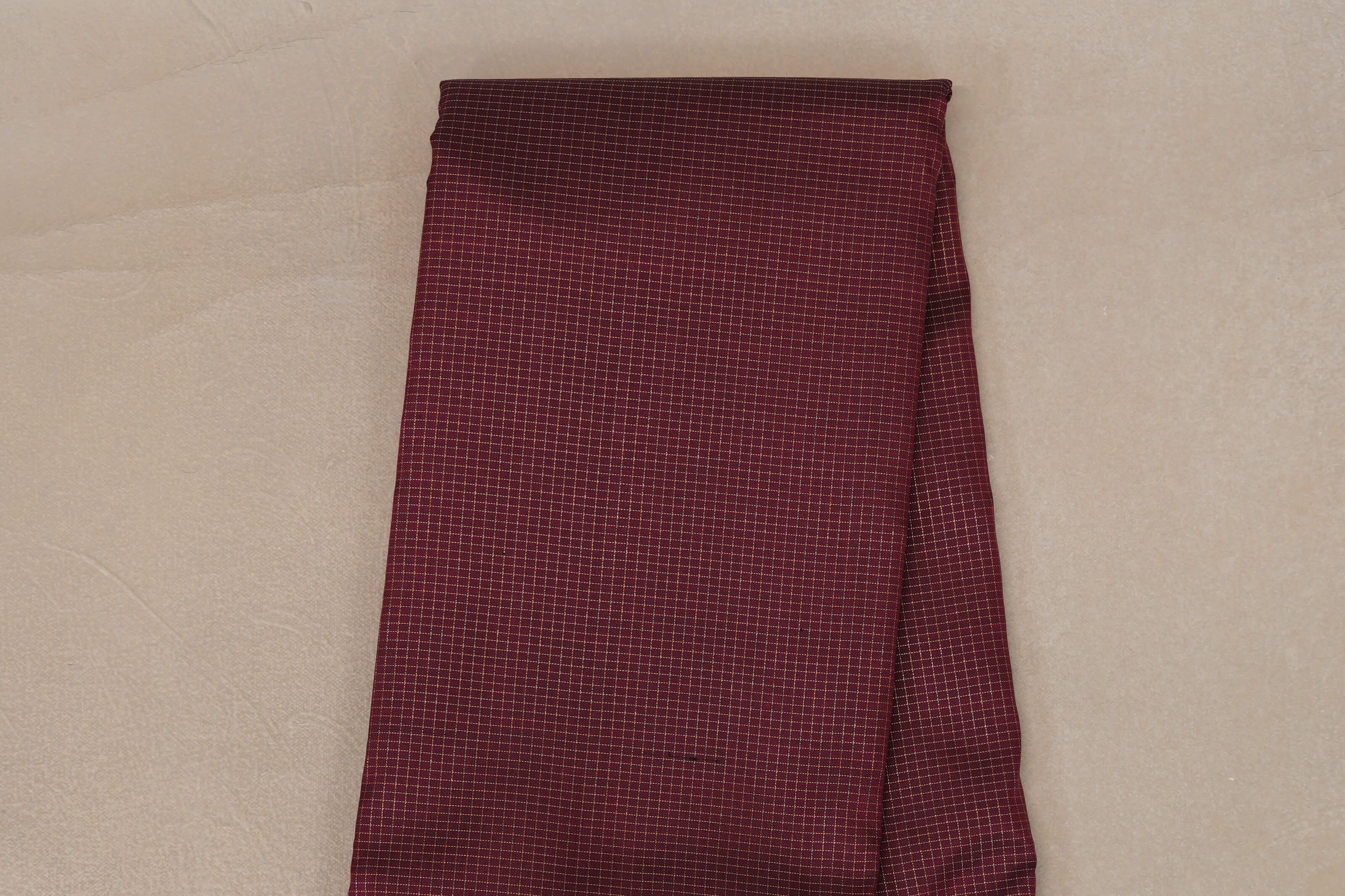 Deep Maroon with Zari Checks Vintage Kanjivaram Silk Saree  body