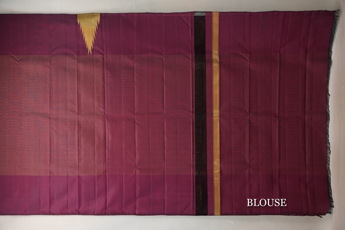 Deep Maroon with Zari Checks Vintage Kanjivaram Silk Saree  blouse