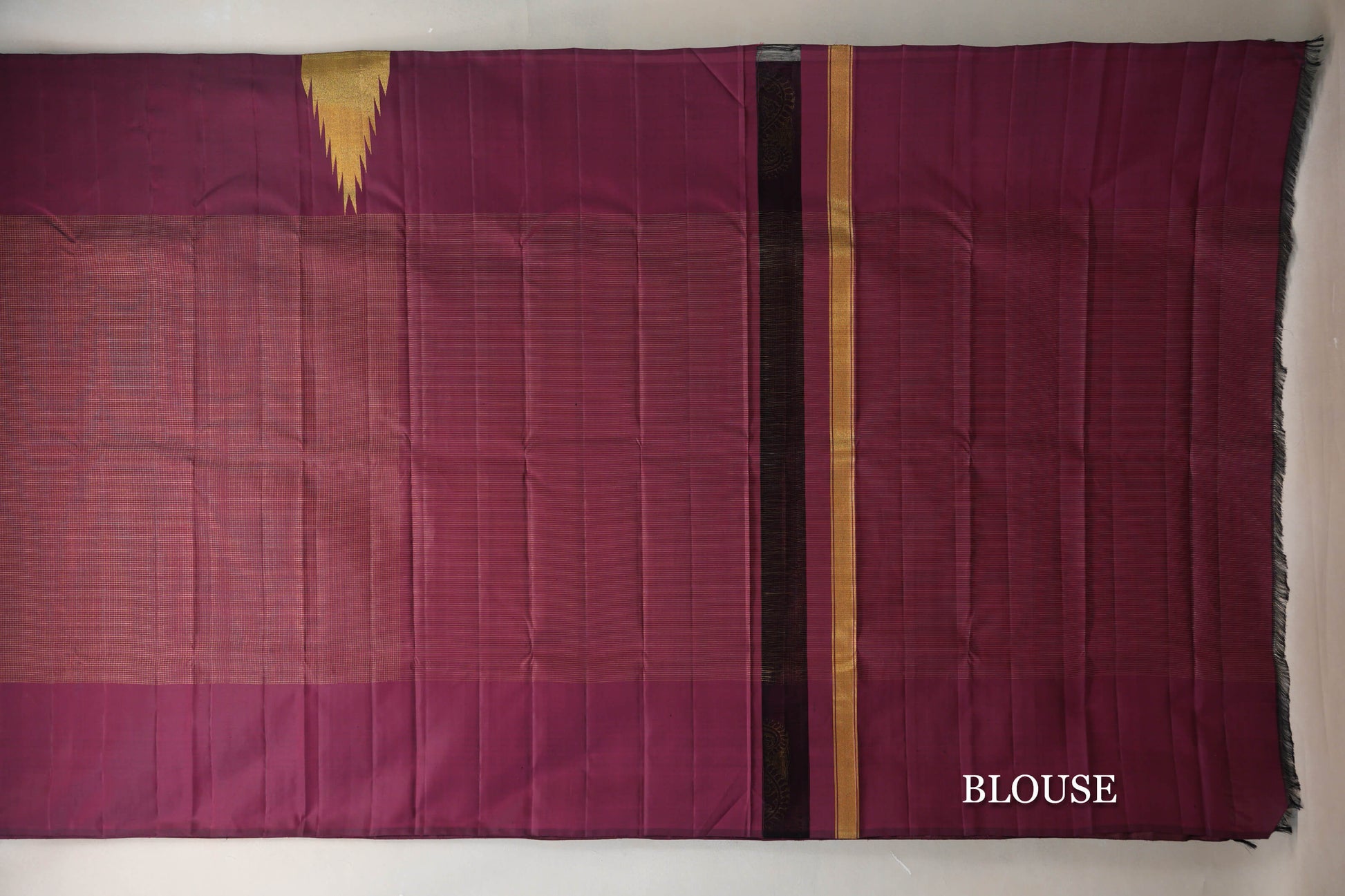 Deep Maroon with Zari Checks Vintage Kanjivaram Silk Saree  blouse