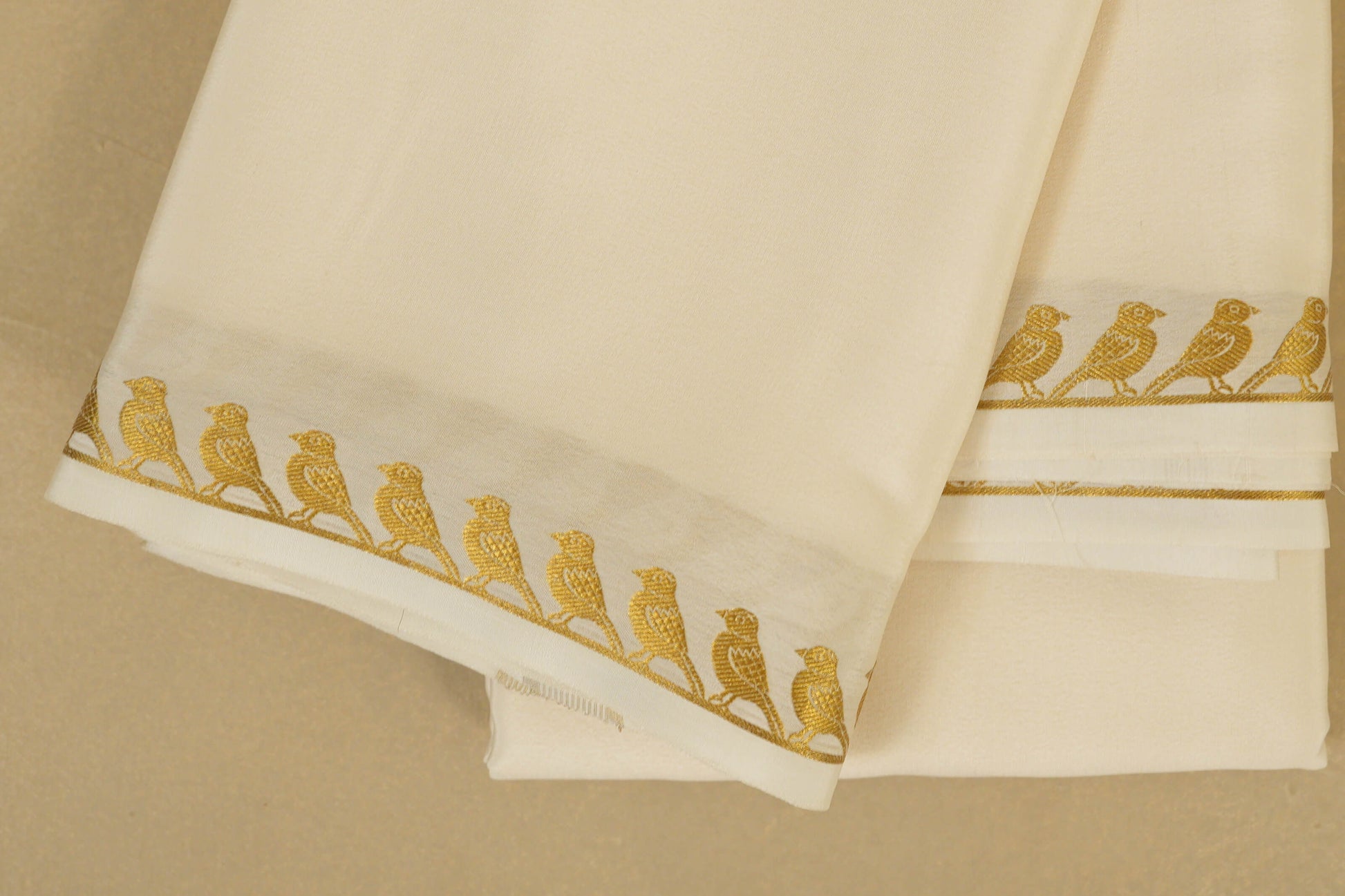 Off-White Mysore Silk Saree borders