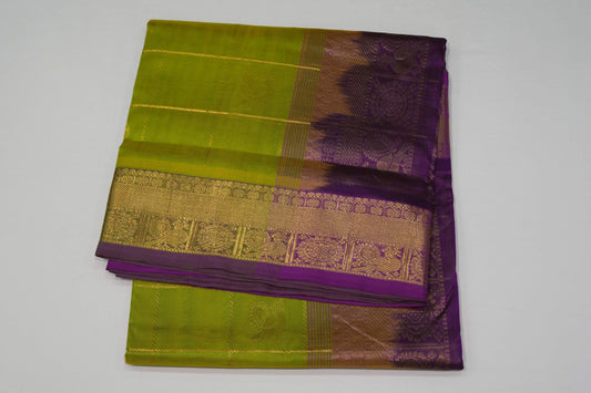 Elaichi green nine and half yards madisar silk cotton saree