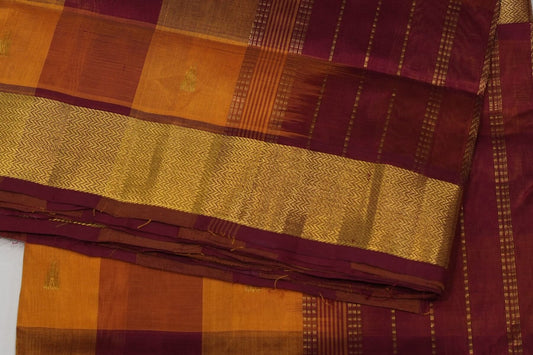 Online checked nine and half yards madisar silk cotton saree