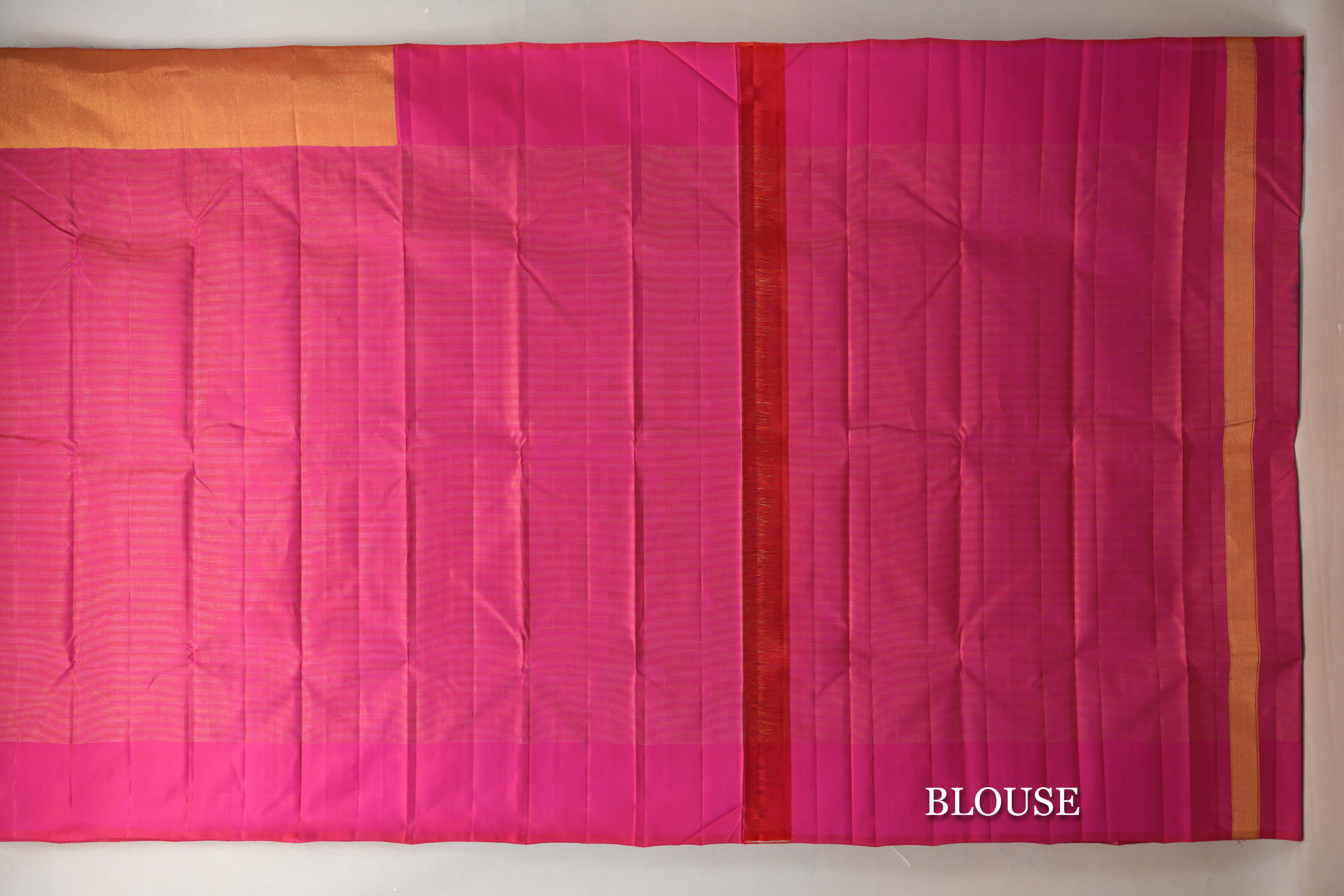 Orangish Pink with Vaira Oosi Vintage Kanjivaram Silk Saree blouse