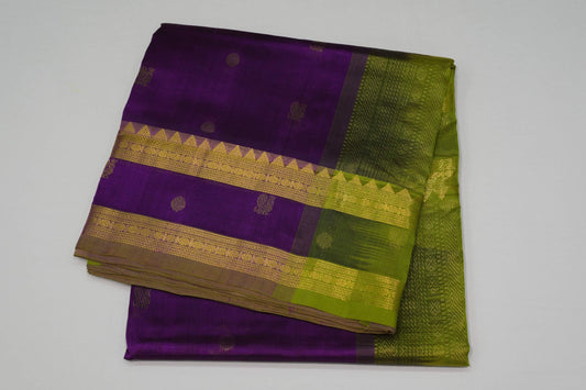 Magenta nine and half yards madisar silk cotton saree