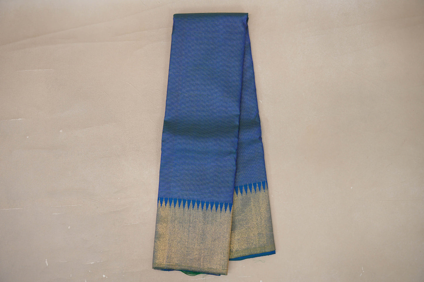 Online Dual Tone of Blue and Green with Zari Checks Vintage Kanjivaram Silk Saree