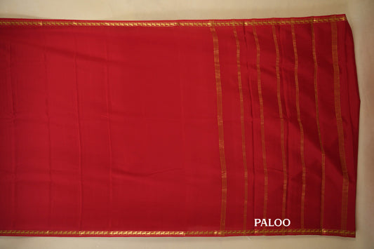 Red Mysore Silk Saree paloo