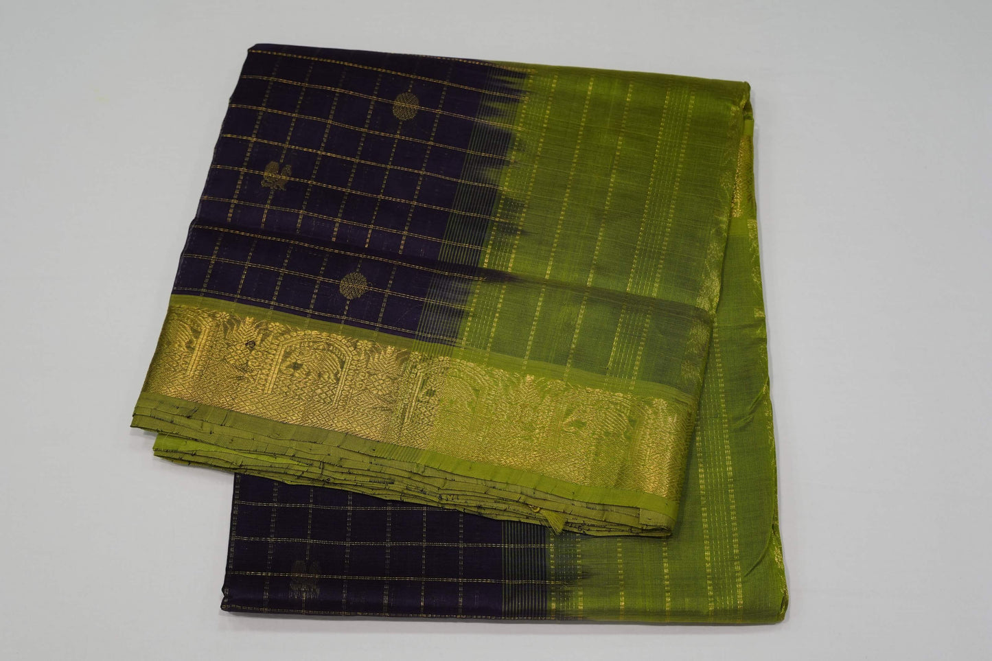 Dark purple nine and half yards madisar silk cotton saree