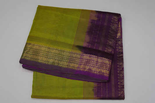 Elaichi green nine and half yards madisar silk cotton saree