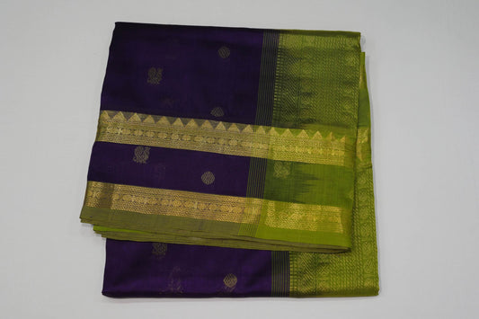 Purple nine and half yards madisar silk cotton saree