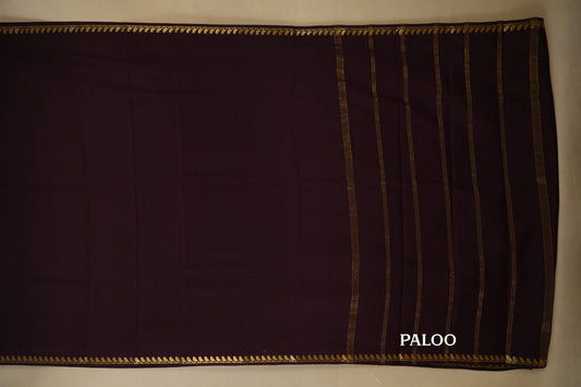 Deep Burgundy Mysore Silk Saree paloo