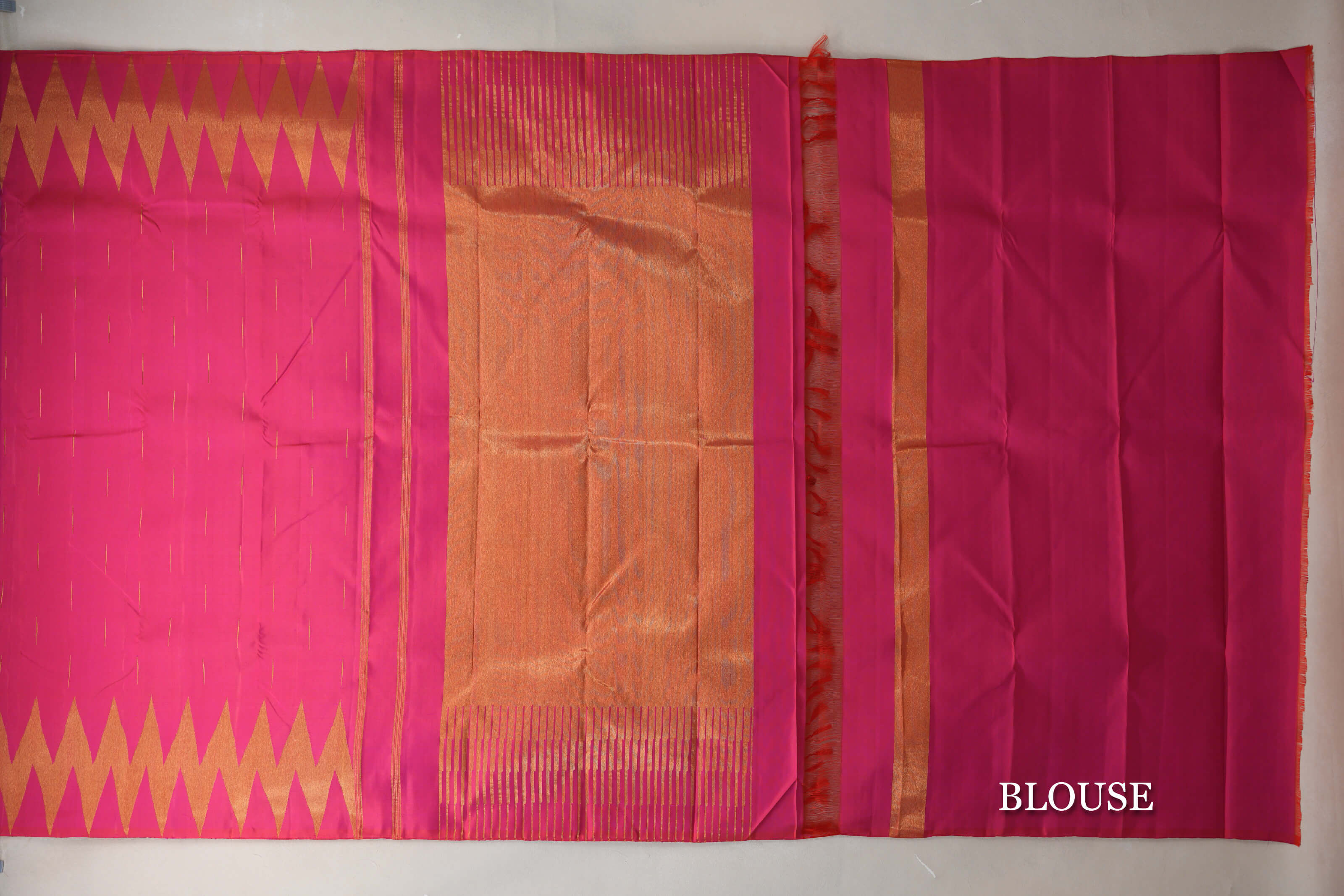 Orangish Pink Vintage Kanjivaram Silk Saree blouse