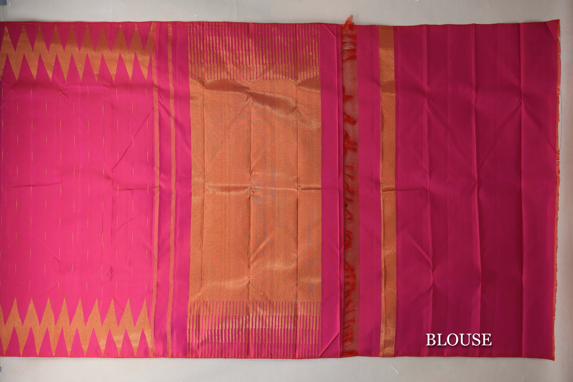 Orangish Pink Vintage Kanjivaram Silk Saree blouse