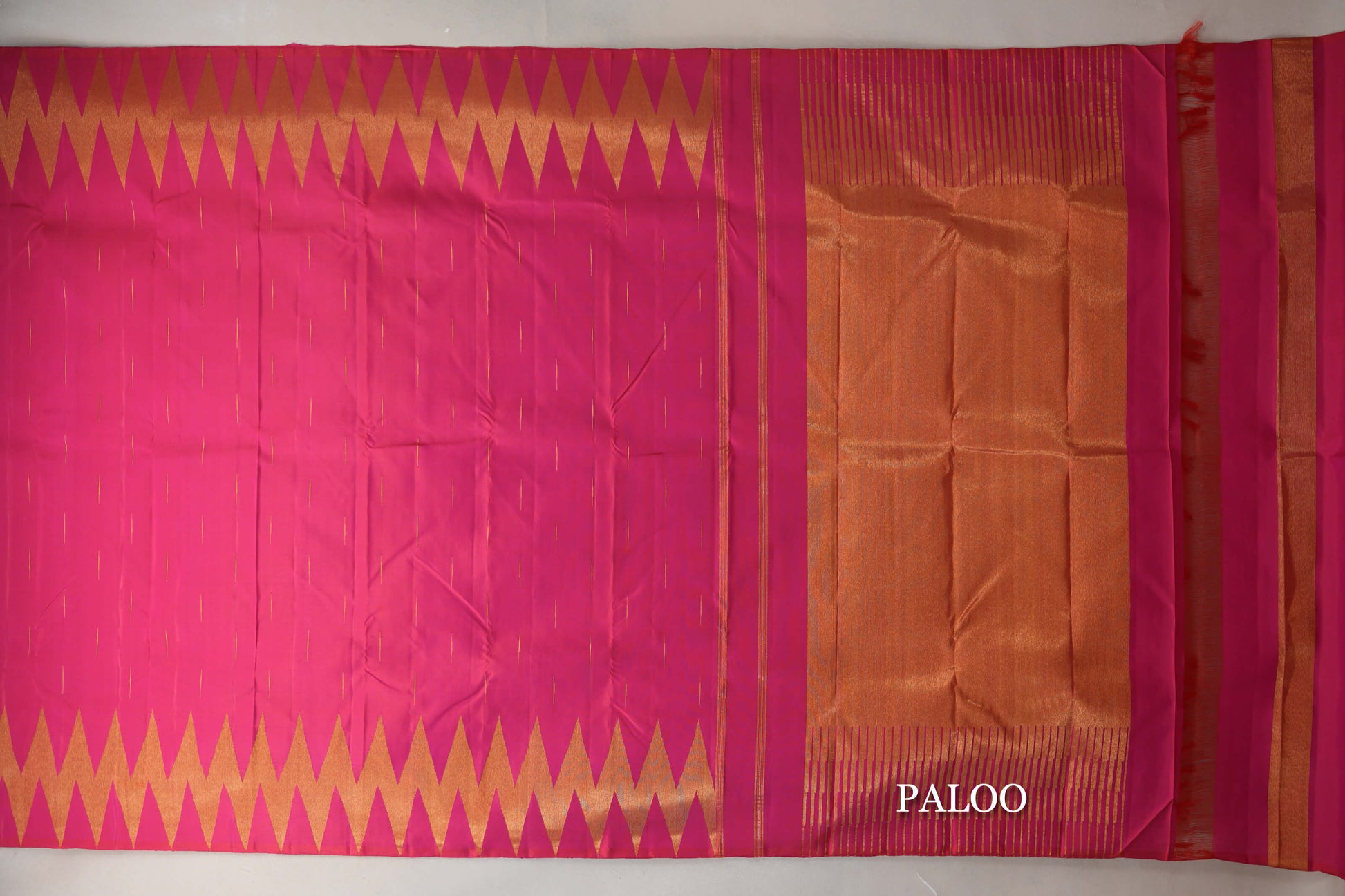 Orangish Pink Vintage Kanjivaram Silk Saree  paloo