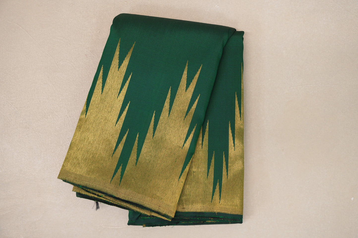 Forest Green with Temple Borders Vintage Kanjivaram Silk Saree