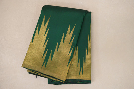 Forest Green with Temple Borders Vintage Kanjivaram Silk Saree