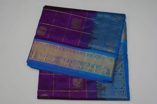 Magenta nine and half yards madisar silk cotton saree