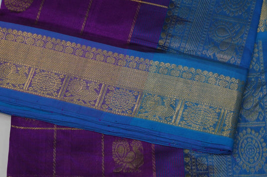 Online checked nine and half yards madisar silk cotton saree