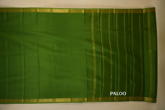 Leaf Green Mysore Silk Saree paloo