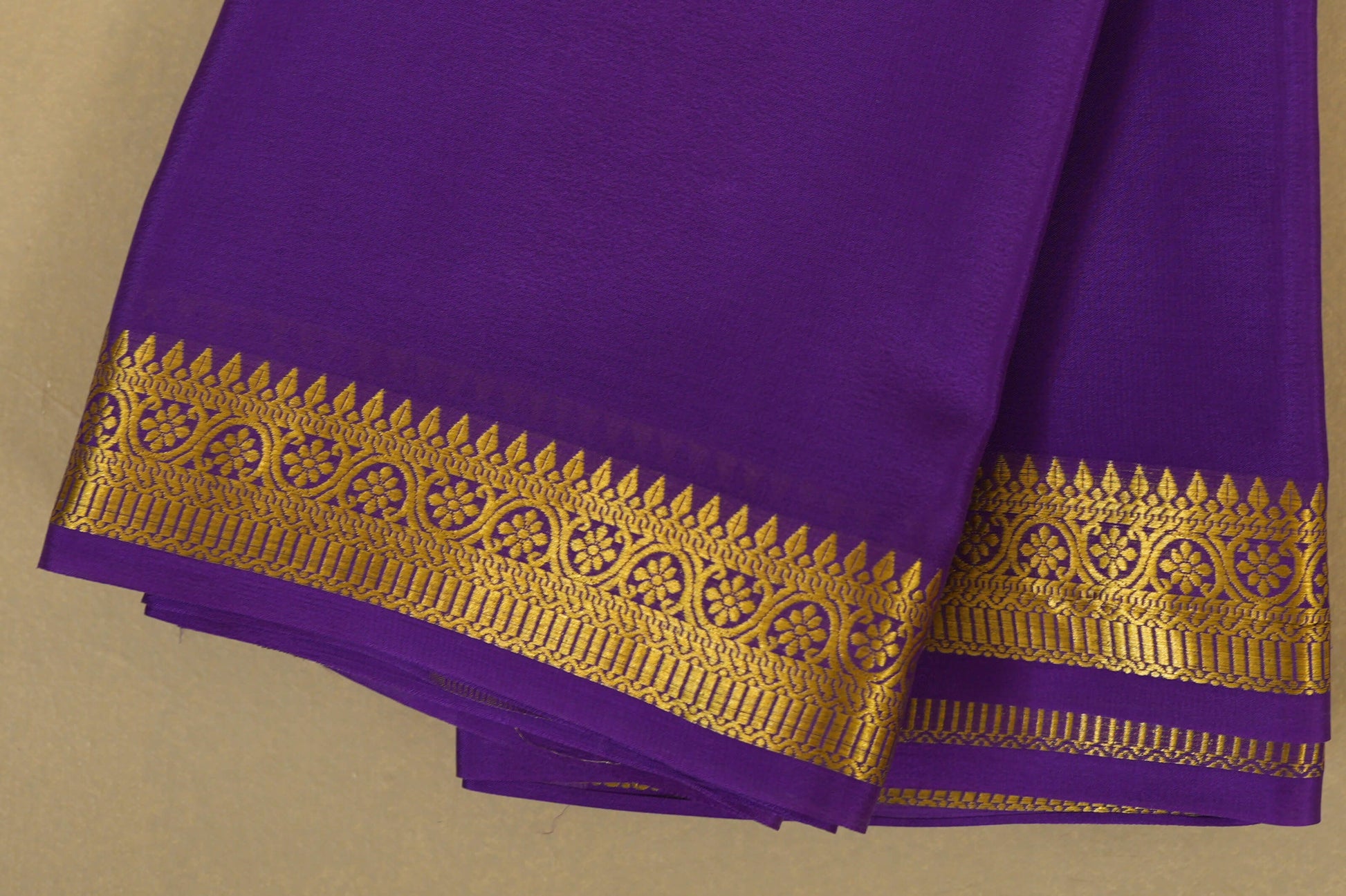 Purple Mysore Silk Saree borders