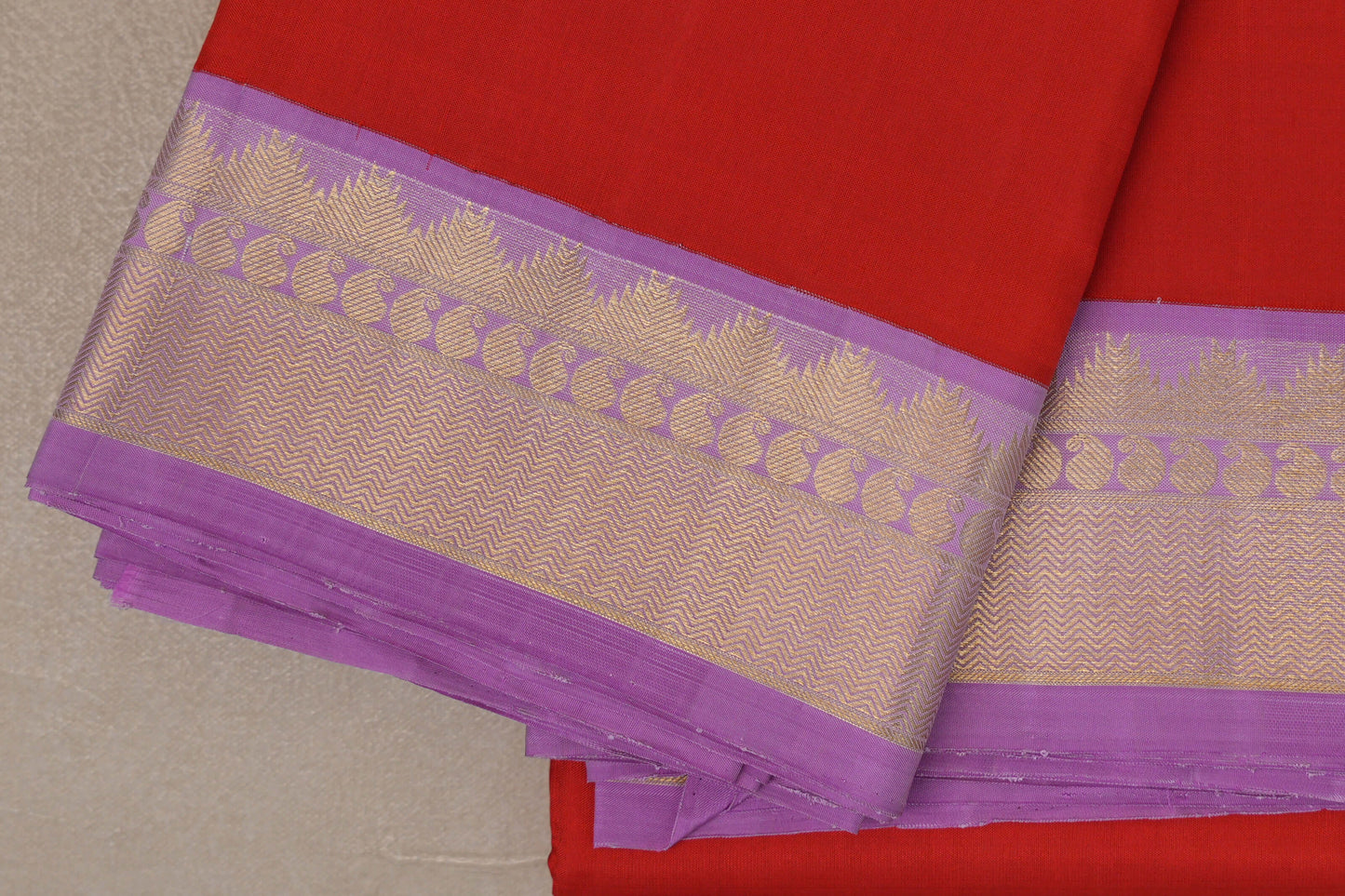 Tomato Red Vintage Kanjivaram Silk Saree border