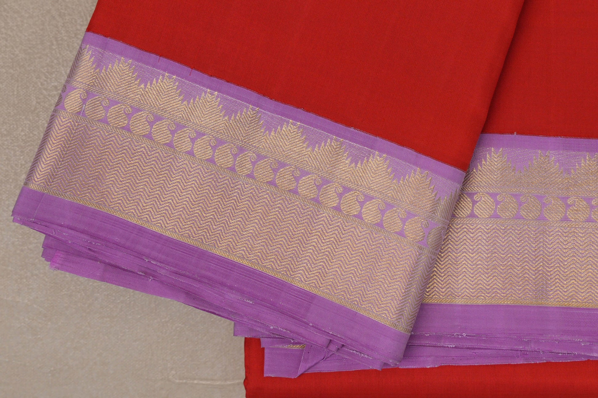 Tomato Red Vintage Kanjivaram Silk Saree border