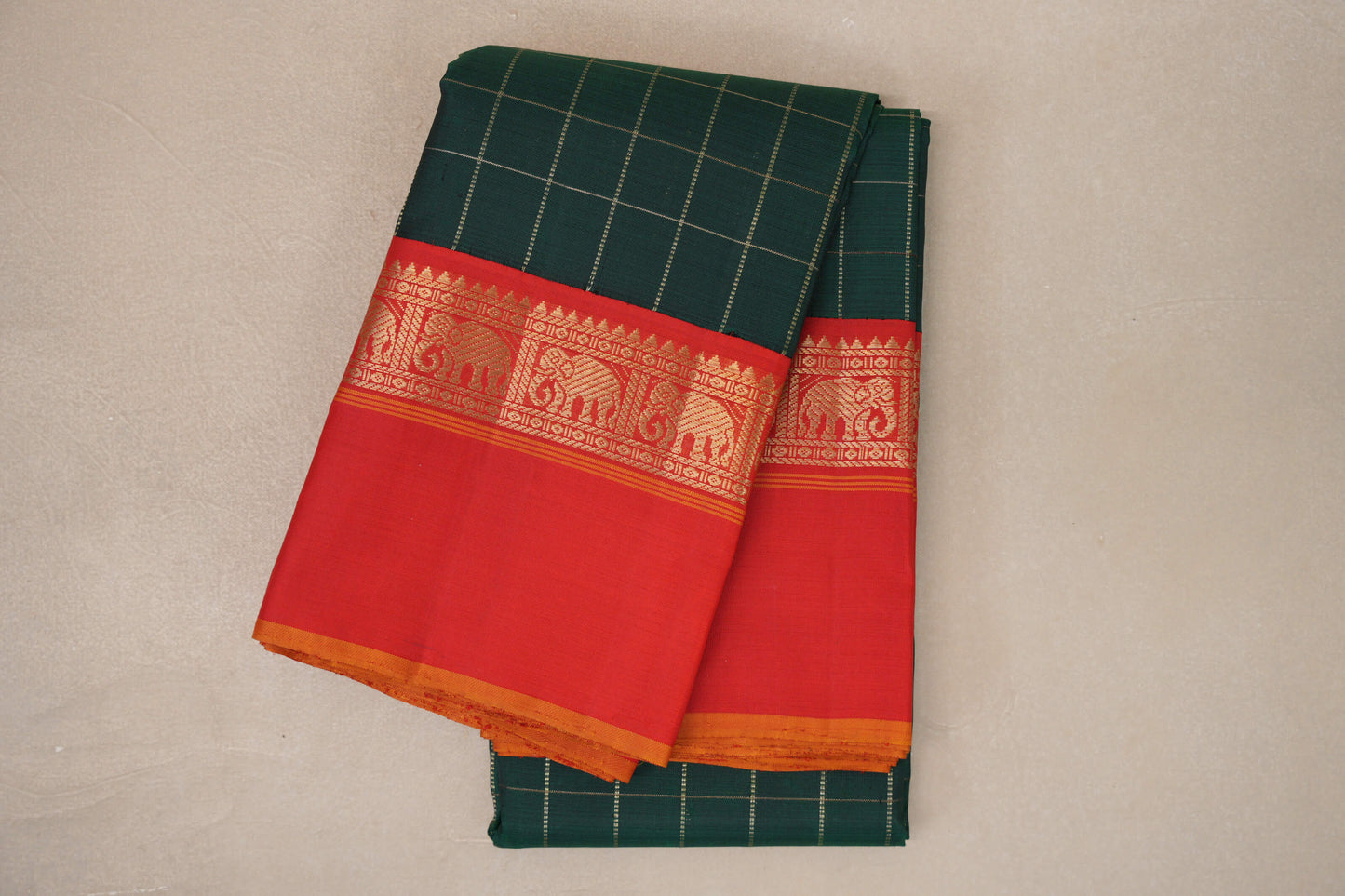 Deep Bottle Green Vintage Kanjivaram Silk Saree