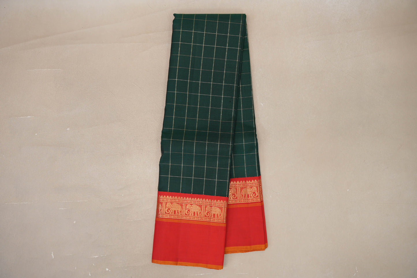 Online Deep Bottle Green Vintage Kanjivaram Silk Saree