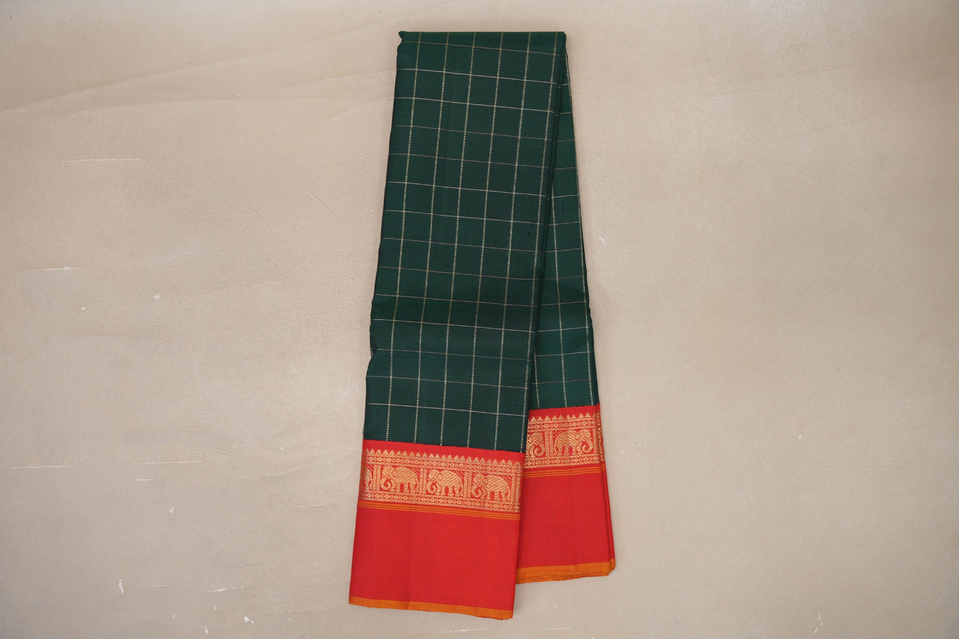 Online Deep Bottle Green Vintage Kanjivaram Silk Saree