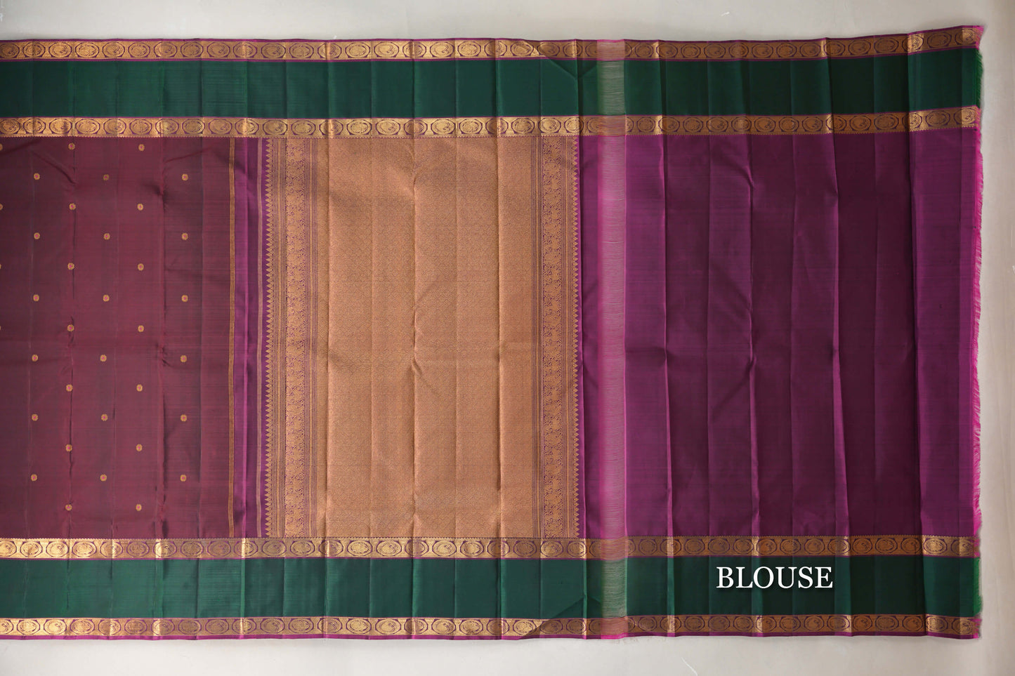 Deep Plum with Rettai Pettu Borders Vintage Kanjivaram Silk Saree blouse