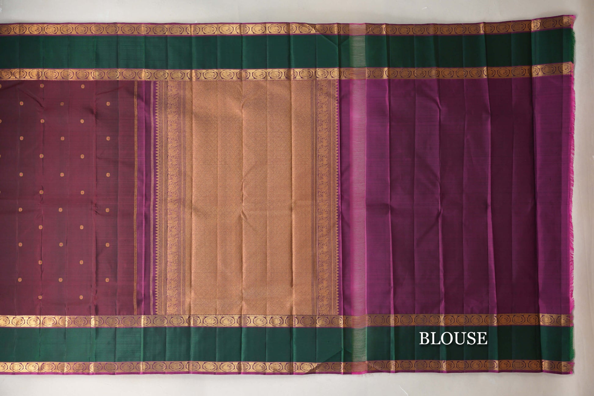 Deep Plum with Rettai Pettu Borders Vintage Kanjivaram Silk Saree blouse