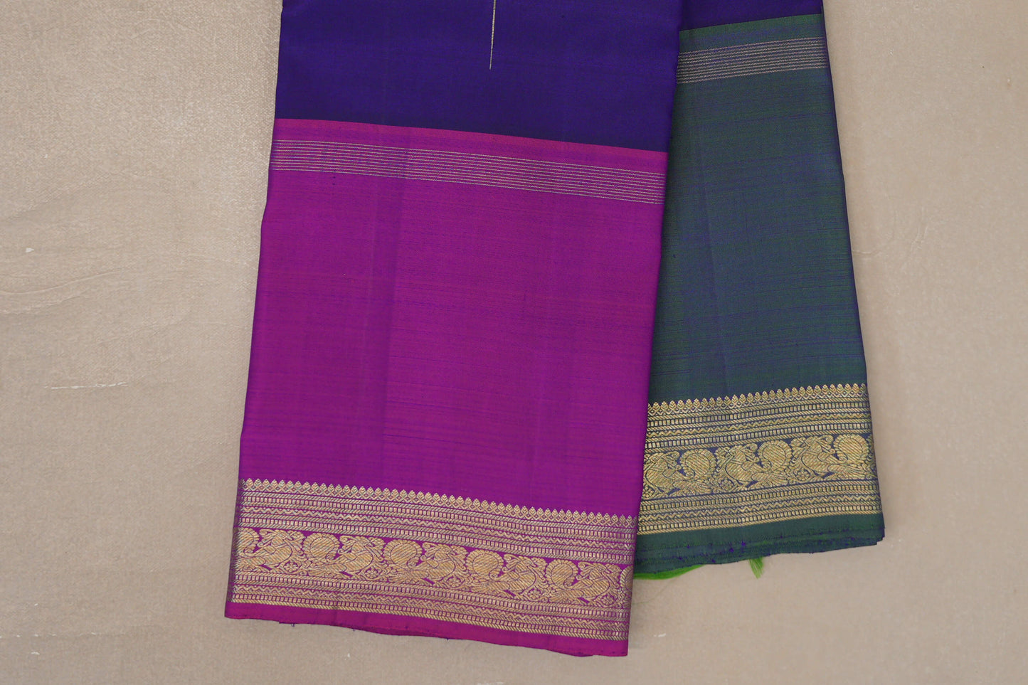 Deep Blue Vintage Kanjivaram Silk Saree border