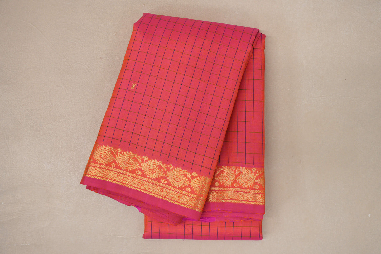 Dual Tone of Yellow & Pink Vintage Kanjivaram Silk Saree
