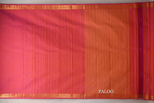 Dual Tone of Yellow & Pink Vintage Kanjivaram Silk Saree paloo