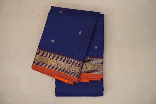 Deep Blue Vintage Kanjivaram Silk Saree