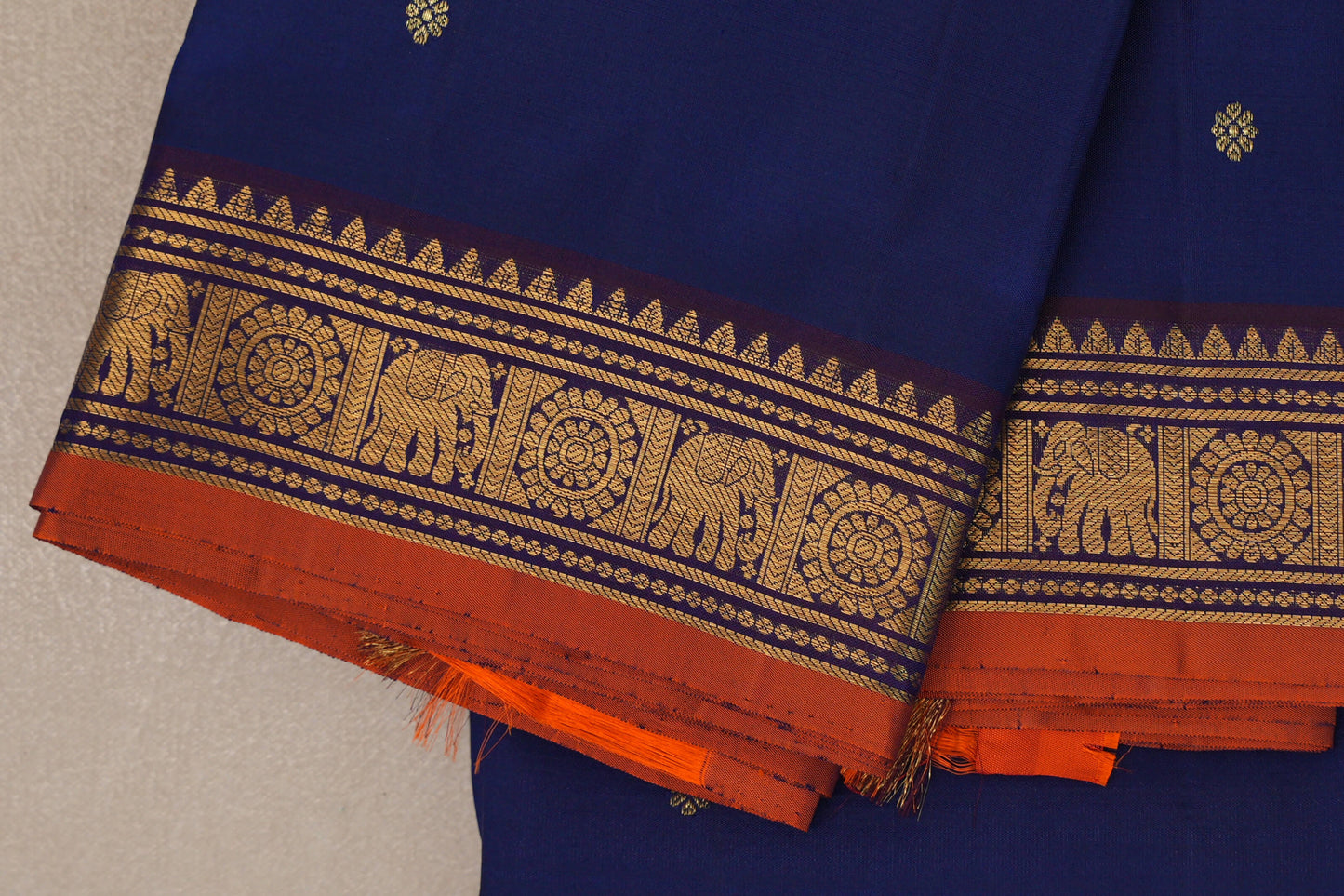 Deep Blue Vintage Kanjivaram Silk Saree border